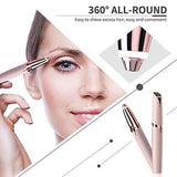 Mini Electric Eyebrow Trimmer, Lipstick Brows Pen Hair Remover, Painless Eyebrow Razor Epilator with LED Light