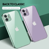 New Square Plating Soft Transparent Phone Case TPU Back Cover for iPhones