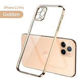 New Square Plating Soft Transparent Phone Case TPU Back Cover for iPhones