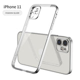 New Square Plating Soft Transparent Phone Case TPU Back Cover for iPhones