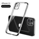 New Square Plating Soft Transparent Phone Case TPU Back Cover for iPhones